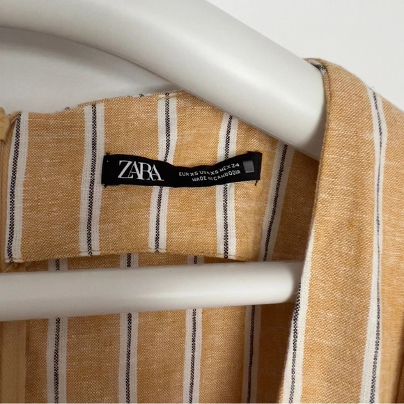 Zara Yellow Linen Blend Striped  Mini Dress size XS - Picture 4 of 10